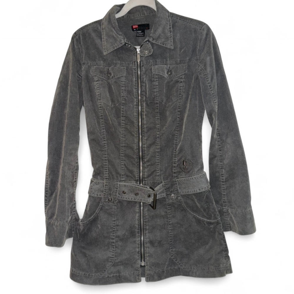 Vintage Y2K Diesel Men’s Field Jacket Size Medium Unisex‎ Corduroy Belted Gray